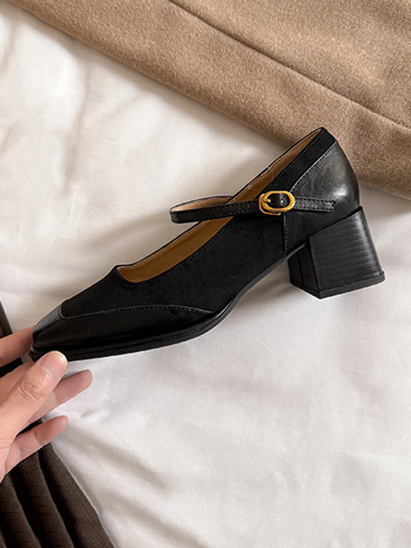 Shallow Cut Split-Joint Square-Toe Mary Janes Pumps - Image 14