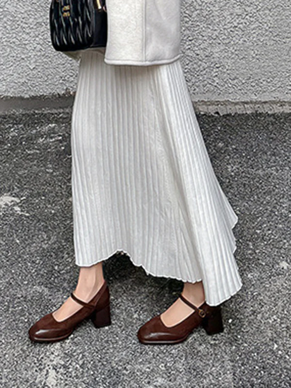Shallow Cut Split-Joint Square-Toe Mary Janes Pumps - Image 4