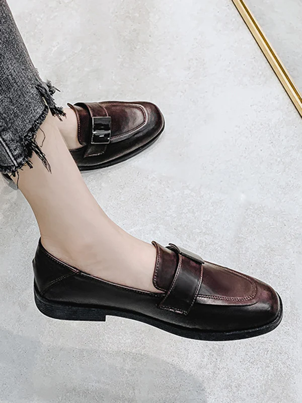 Shallow Cut Square-Toe Loafers - Image 10
