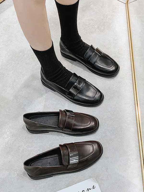 Shallow Cut Square-Toe Loafers - Image 2