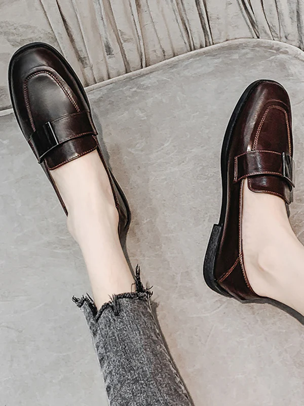 Shallow Cut Square-Toe Loafers - Image 9