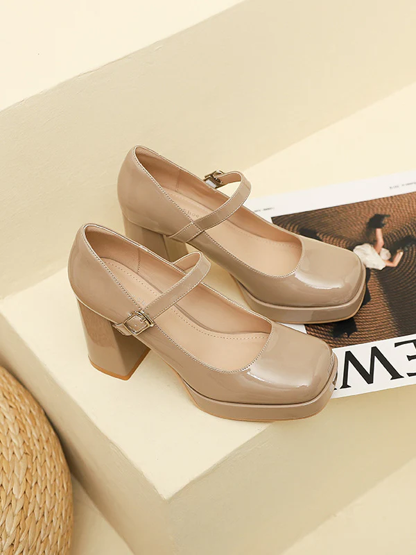 Shallow Cut Square-Toe Mary Janes Pumps - Image 9