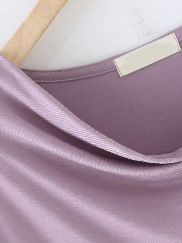 Short Sleeves Pleated Solid Color Heaps Collar T-Shirts Tops - Image 23