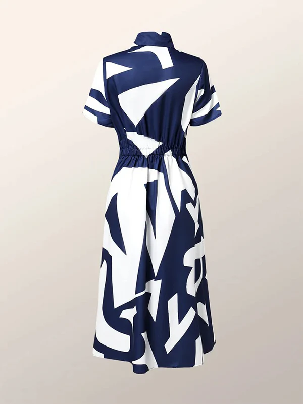 Short Sleeves Printed Lapel Maxi Dresses - Image 3