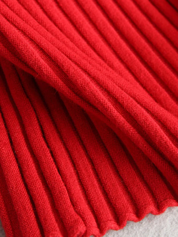 Short Sleeves Skinny Solid Color Boat Neck Knitwear Pullovers Sweater - Image 10