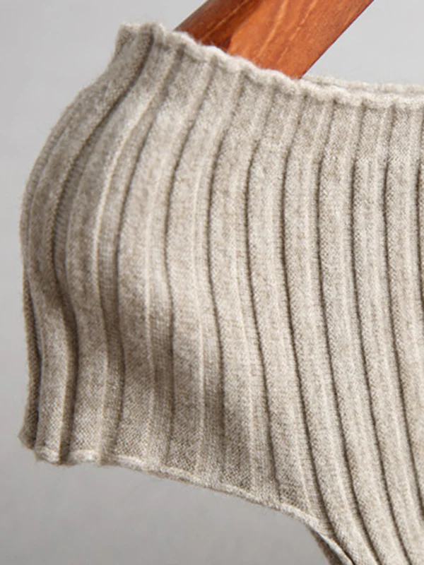 Short Sleeves Skinny Solid Color Boat Neck Knitwear Pullovers Sweater - Image 15