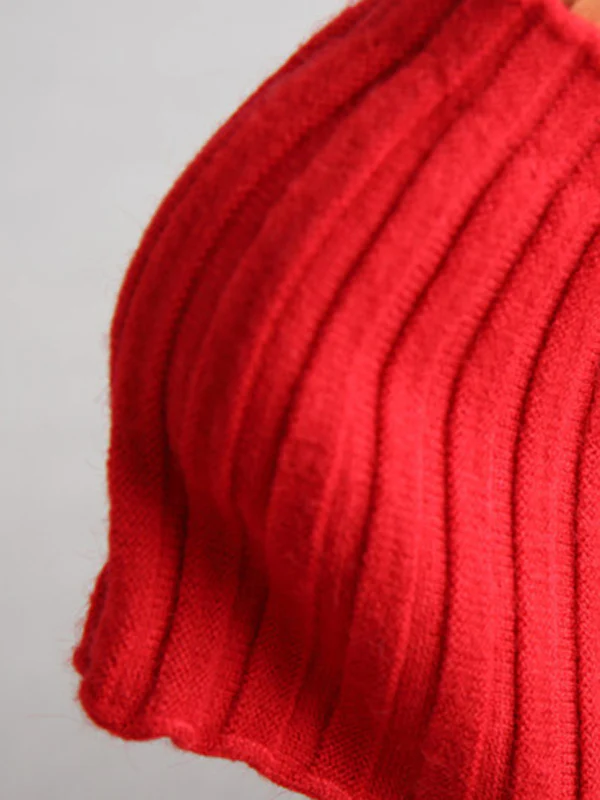Short Sleeves Skinny Solid Color Boat Neck Knitwear Pullovers Sweater - Image 9