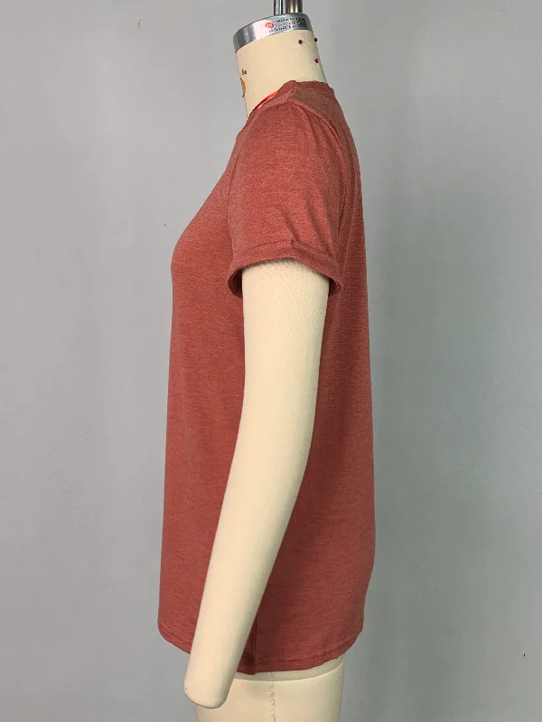 Short Sleeves Solid Color Round-Neck T-Shirts Tops - Image 12