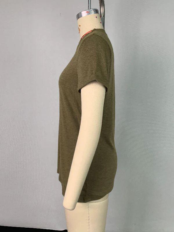 Short Sleeves Solid Color Round-Neck T-Shirts Tops - Image 15