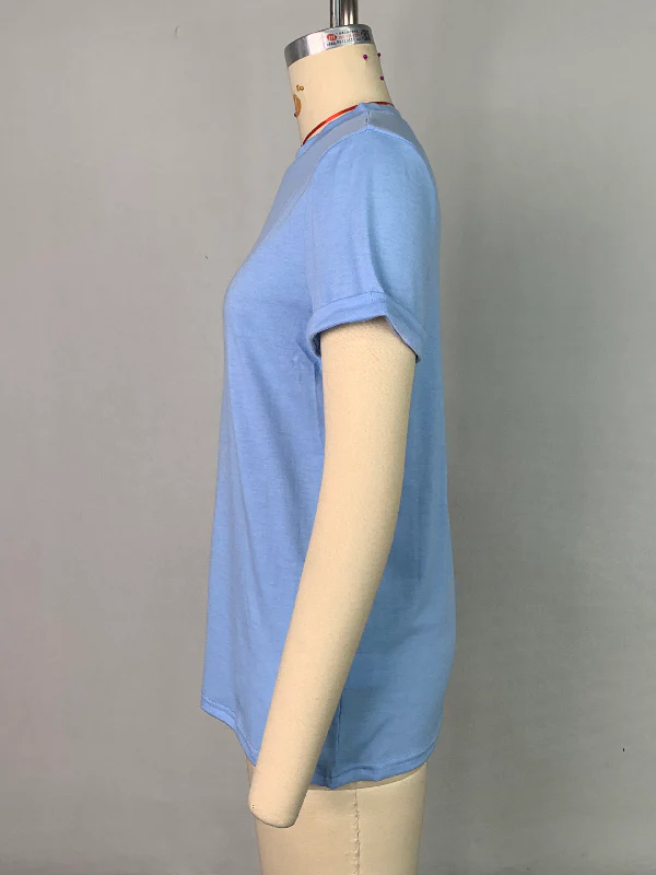 Short Sleeves Solid Color Round-Neck T-Shirts Tops - Image 18