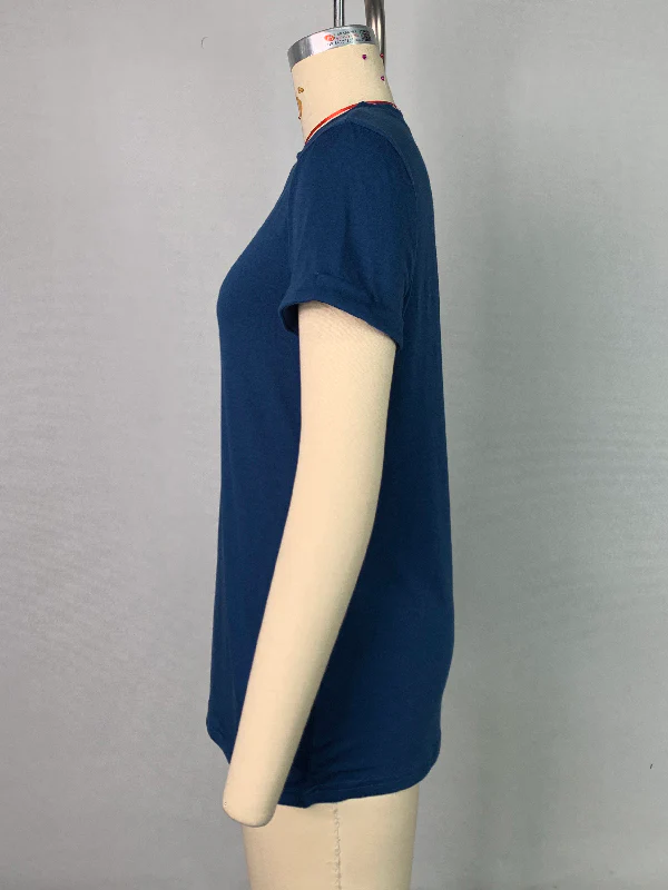 Short Sleeves Solid Color Round-Neck T-Shirts Tops - Image 21