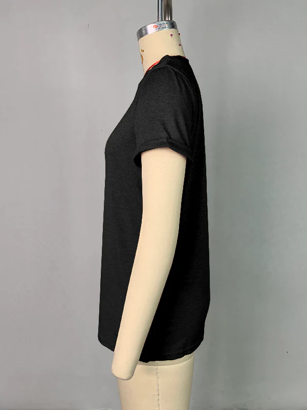 Short Sleeves Solid Color Round-Neck T-Shirts Tops - Image 24