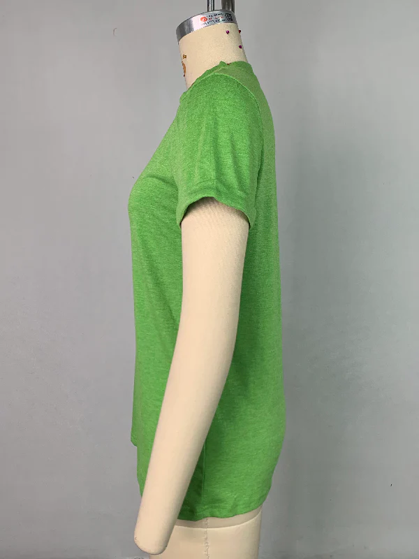 Short Sleeves Solid Color Round-Neck T-Shirts Tops - Image 27