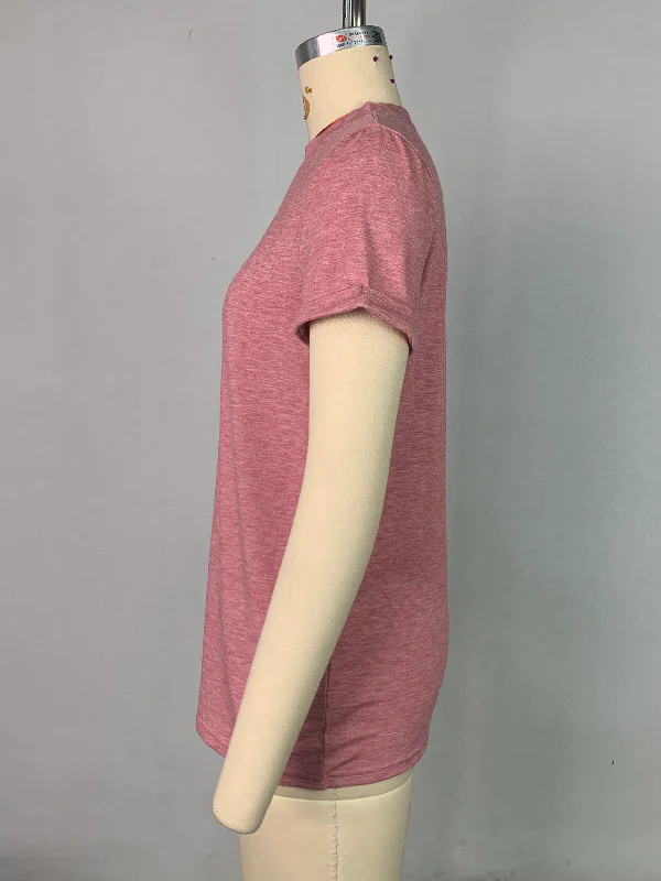 Short Sleeves Solid Color Round-Neck T-Shirts Tops - Image 30