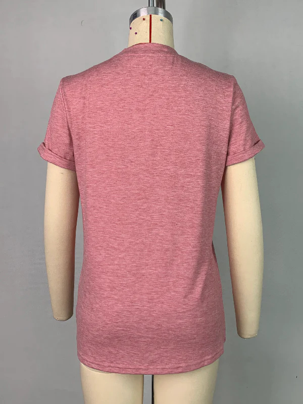 Short Sleeves Solid Color Round-Neck T-Shirts Tops - Image 31