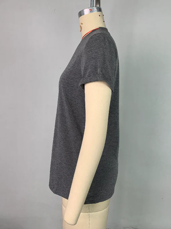 Short Sleeves Solid Color Round-Neck T-Shirts Tops - Image 6