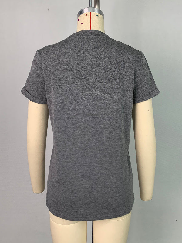 Short Sleeves Solid Color Round-Neck T-Shirts Tops - Image 7