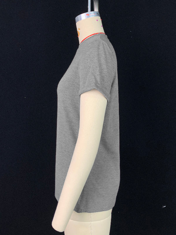 Short Sleeves Solid Color Round-Neck T-Shirts Tops - Image 9