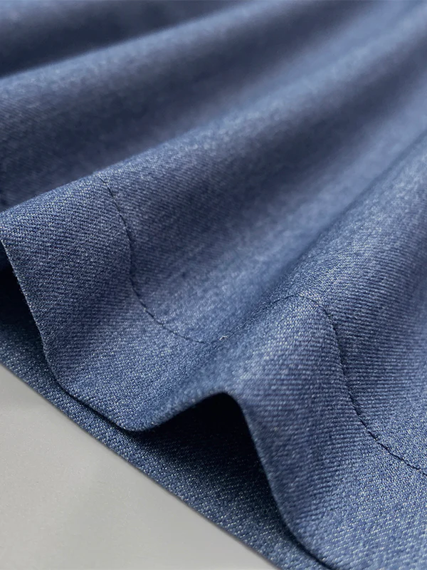 Short Sleeves Solid Color Tied Waist V-Neck Denim Jumpsuits - Image 7