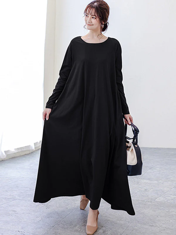 Simple 6 Colors Plus Size Loose Long Sleeve Casual Dress - Image 6