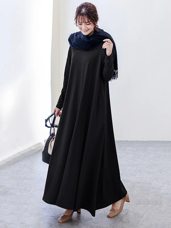 Simple 6 Colors Plus Size Loose Long Sleeve Casual Dress - Image 7