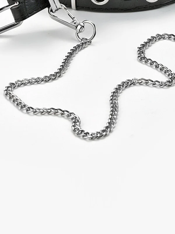 Simple Artificial Leather Chain Black Belts - Image 6