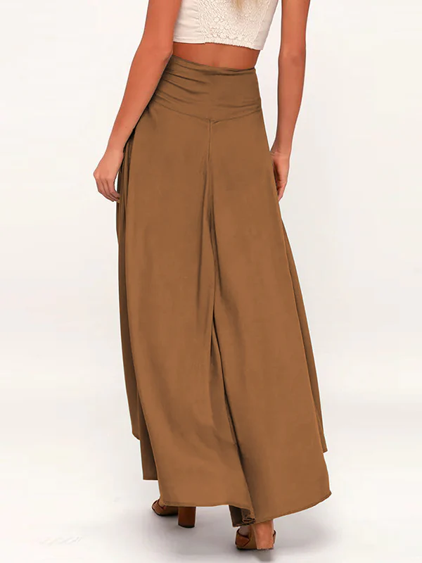 Simple Asymmetric Split-Front Falbala Solid Color Skirts Bottoms - Image 19