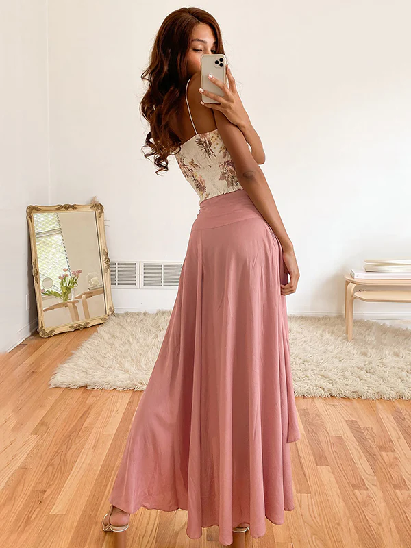 Simple Asymmetric Split-Front Falbala Solid Color Skirts Bottoms - Image 24