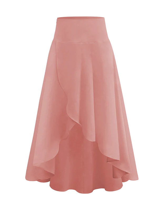 Simple Asymmetric Split-Front Falbala Solid Color Skirts Bottoms - Image 27