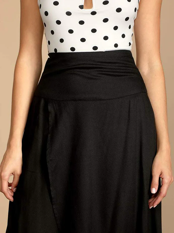 Simple Asymmetric Split-Front Falbala Solid Color Skirts Bottoms - Image 5