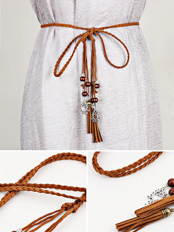 Simple Bohemia Artificial Leather Tasseled Belts - Image 11