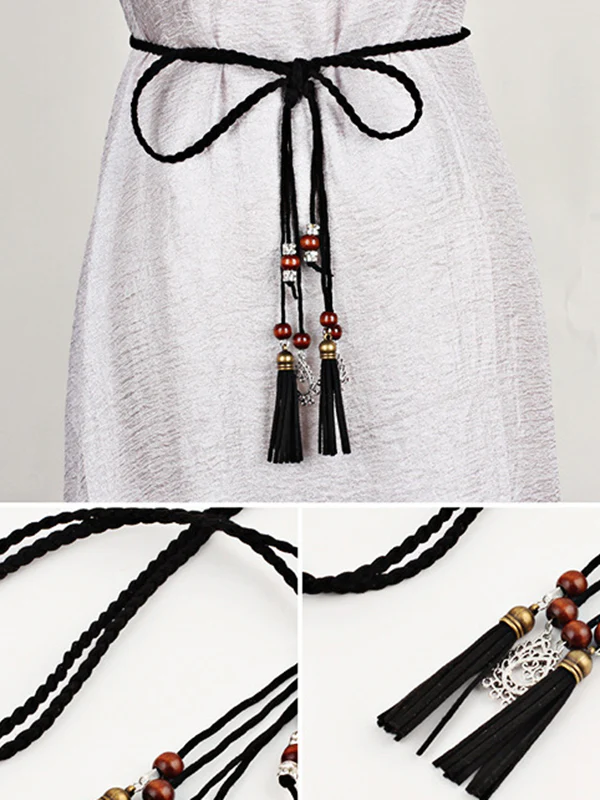 Simple Bohemia Artificial Leather Tasseled Belts - Image 12