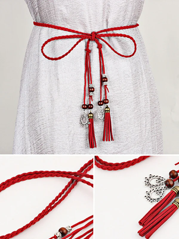 Simple Bohemia Artificial Leather Tasseled Belts - Image 13
