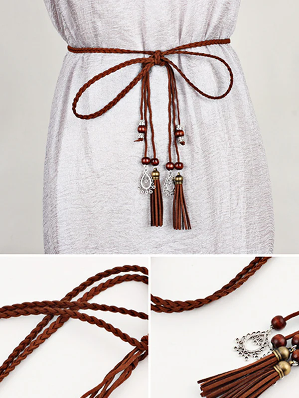 Simple Bohemia Artificial Leather Tasseled Belts - Image 14