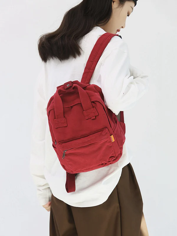 Simple Casual 5 Colors Canvas Backpack - Image 3