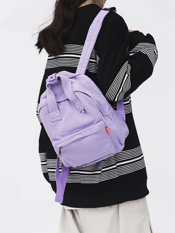 Simple Casual 5 Colors Canvas Backpack - Image 4