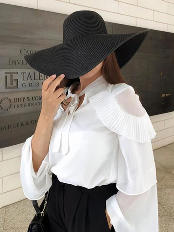 Simple Casual Vacation 10 Colors Wide Brim Hat - Image 4
