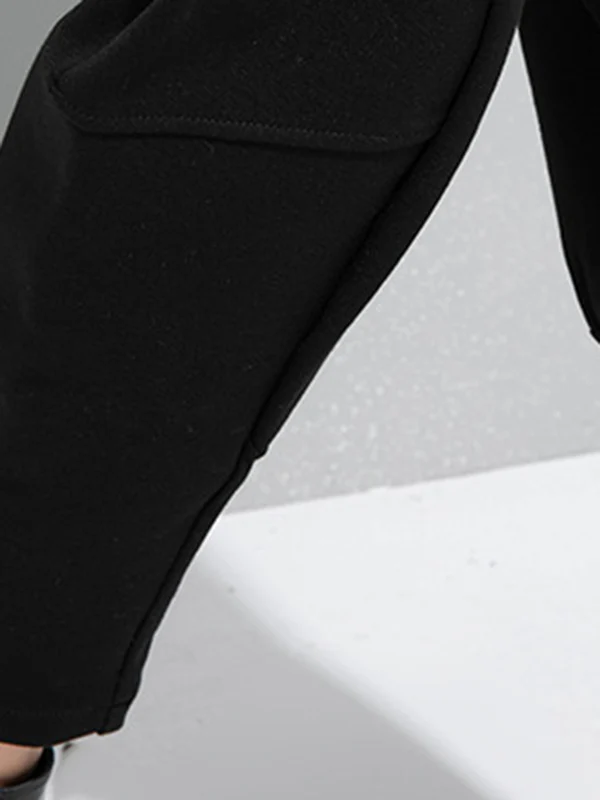 Simple Cool Loose Elasticity Solid Color Casual Harem Pants Bottoms - Image 11