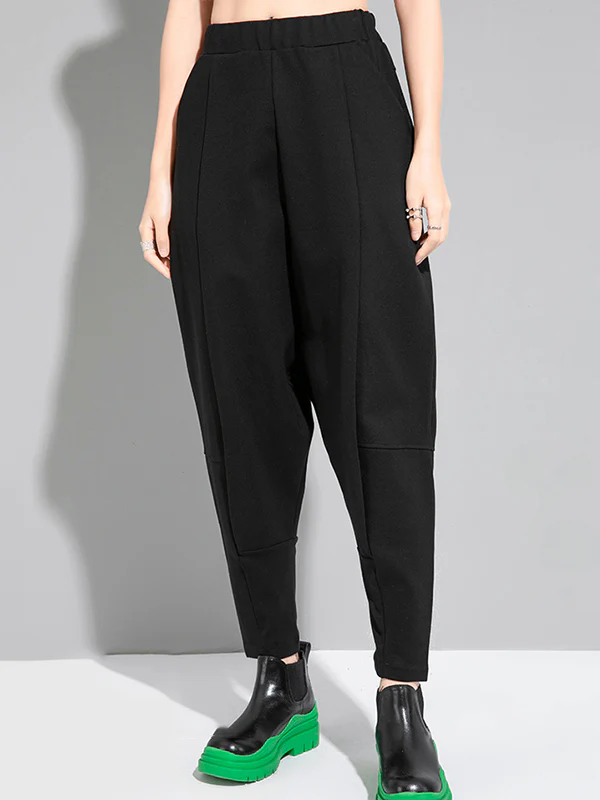 Simple Cool Loose Elasticity Solid Color Casual Harem Pants Bottoms - Image 2