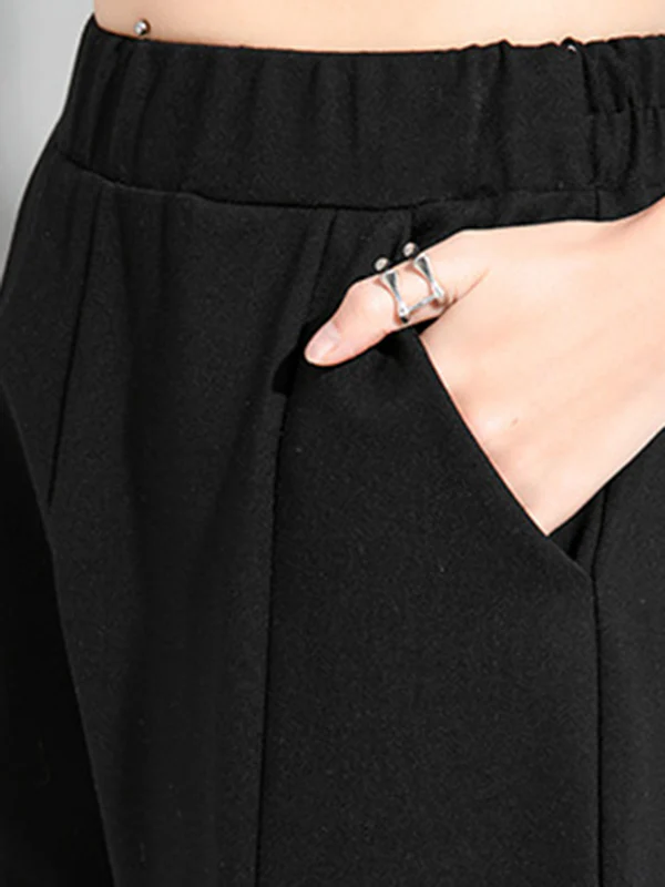 Simple Cool Loose Elasticity Solid Color Casual Harem Pants Bottoms - Image 9