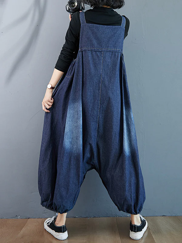 Simple Denim Buttoned Overalls&Dress - Image 11