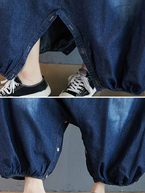 Simple Denim Buttoned Overalls&Dress - Image 12