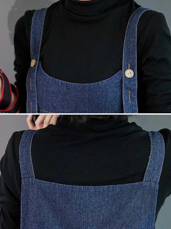 Simple Denim Buttoned Overalls&Dress - Image 13