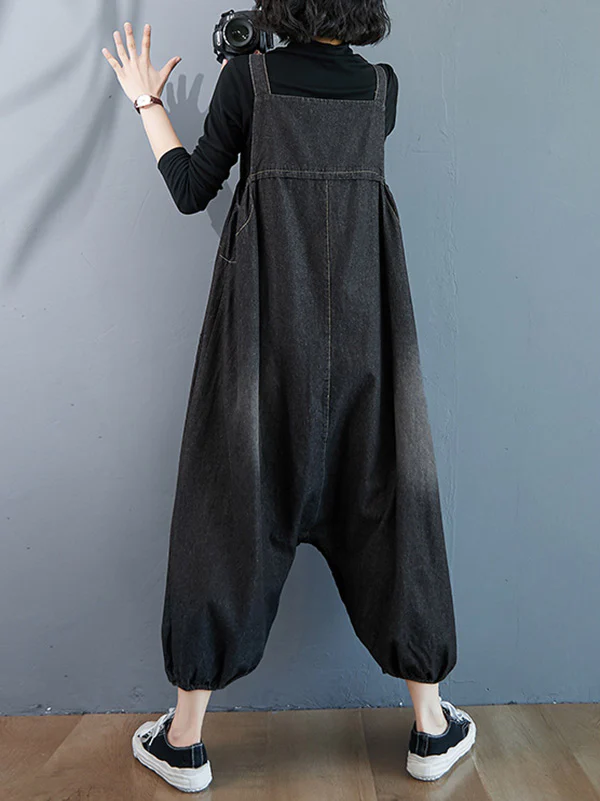 Simple Denim Buttoned Overalls&Dress - Image 7