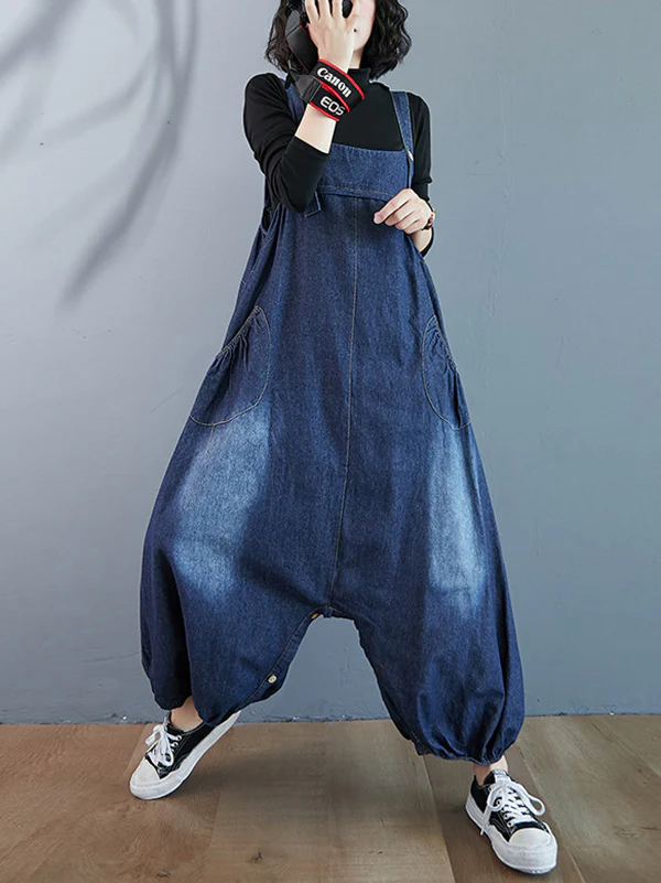 Simple Denim Buttoned Overalls&Dress - Image 8
