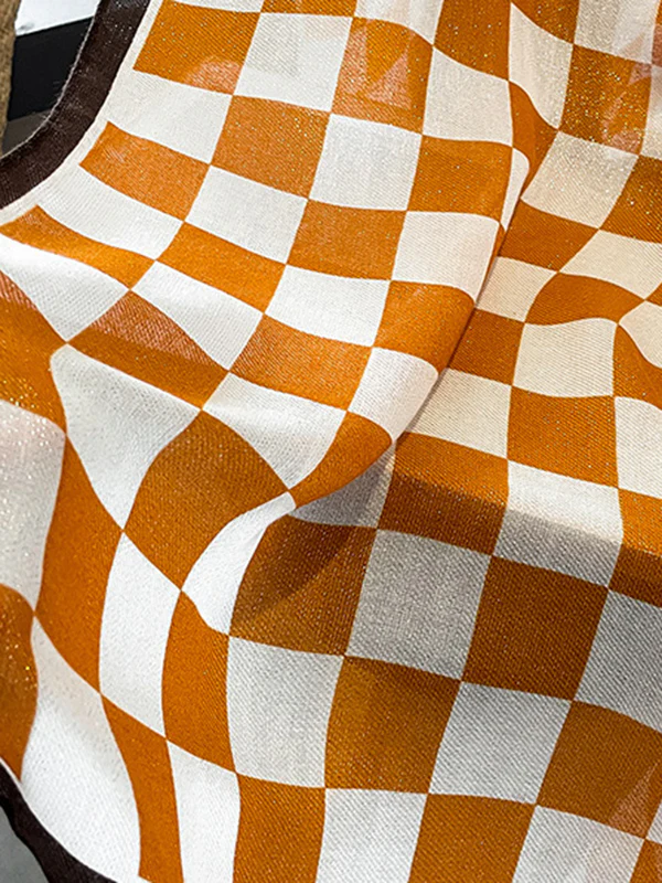 Simple Fashion Contrast Color Plaid Printed Scarf - Image 11