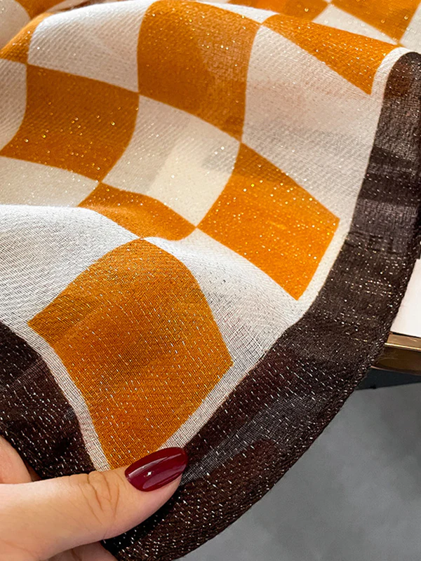 Simple Fashion Contrast Color Plaid Printed Scarf - Image 12