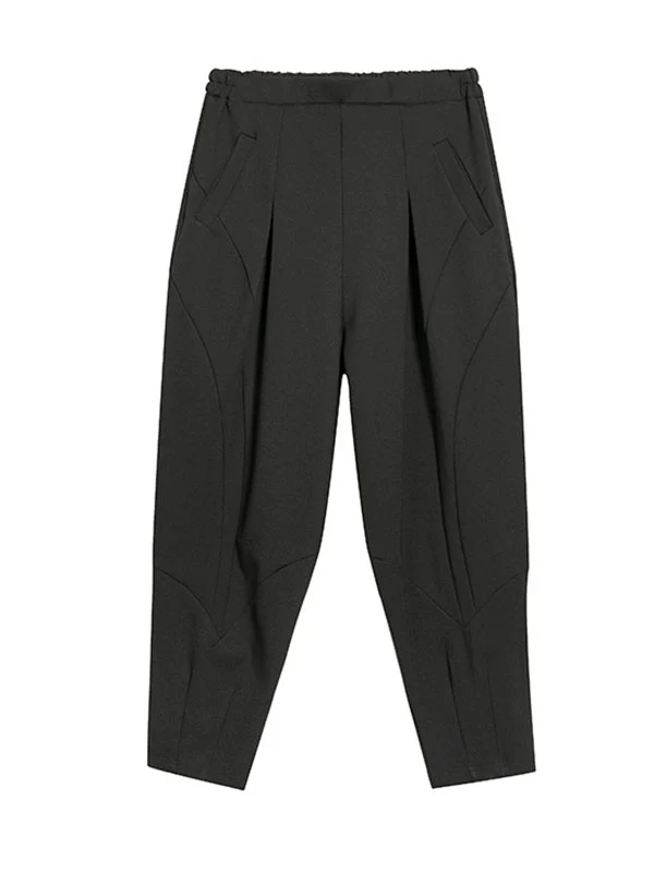 Simple Harem Pants Loose Elasticity Solid Color Casual Pants Bottoms - Image 12