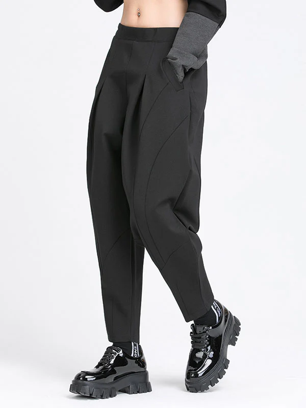 Simple Harem Pants Loose Elasticity Solid Color Casual Pants Bottoms - Image 2