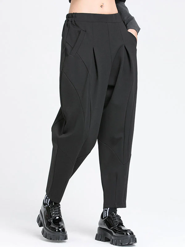 Simple Harem Pants Loose Elasticity Solid Color Casual Pants Bottoms - Image 3